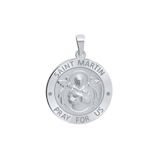 Sterling Silver Round Saint Martin Medallion (3/4 inch)