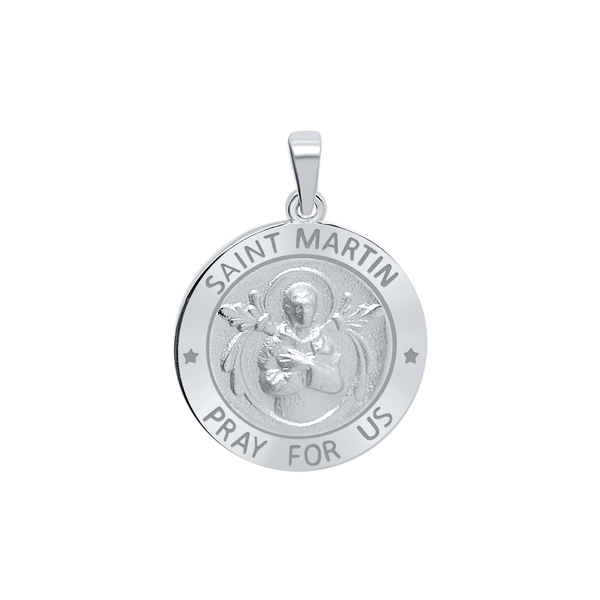 Sterling Silver Round Saint Martin Medallion (3/4 inch)