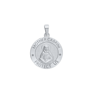 Sterling Silver Round Mother Cabrini Medallion (5/8 inch - 3/4 inch)