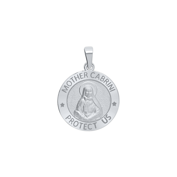 Sterling Silver Round Mother Cabrini Medallion (5/8 inch - 3/4 inch)