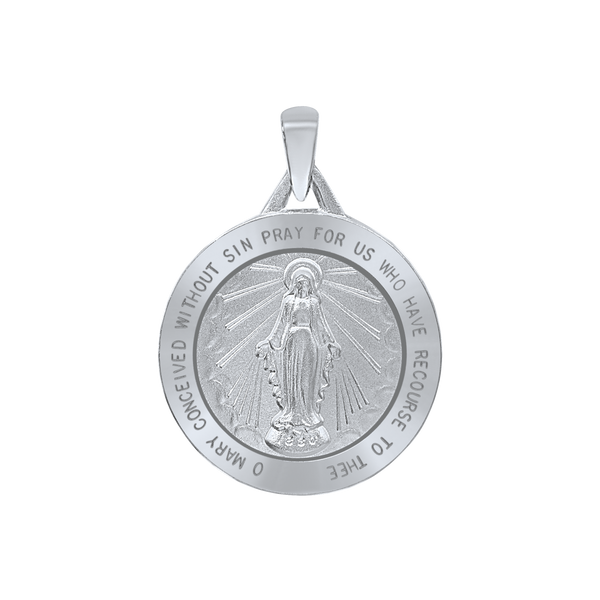 Sterling Silver Round Miraculous Medallion (5/8 inch - 1 1/4 inch)