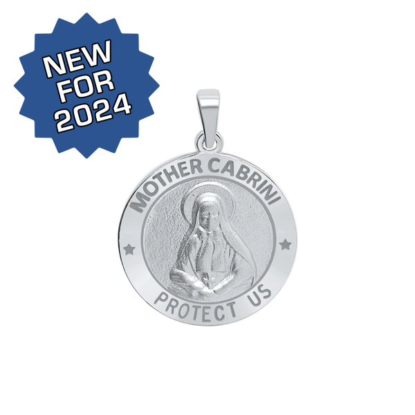 Sterling Silver Round Mother Cabrini Medallion (5/8 inch - 3/4 inch)