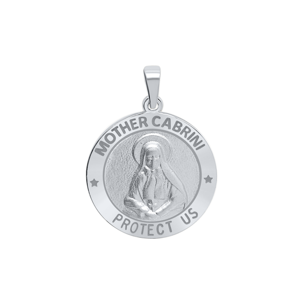 Sterling Silver Round Mother Cabrini Medallion (5/8 inch - 3/4 inch)