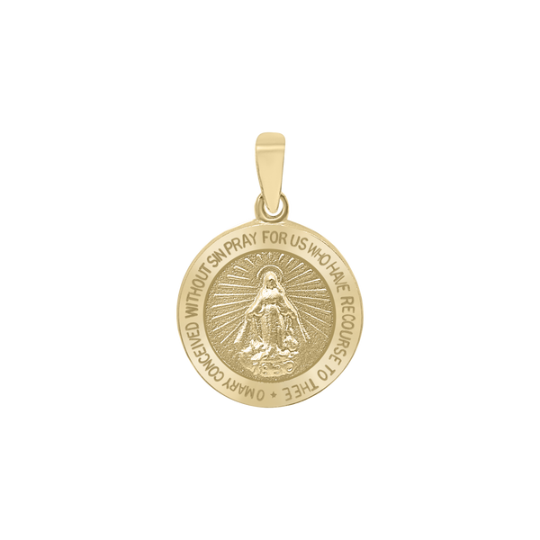 14K Gold Round Miraculous Medallion (1/2 inch - 1 1/4 inch)