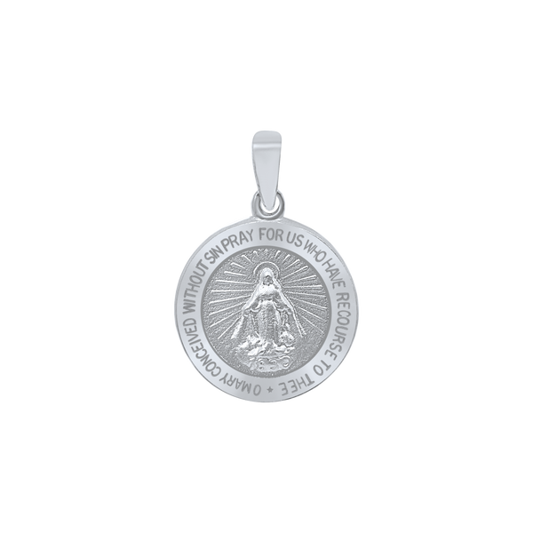 Sterling Silver Round Miraculous Medallion (5/8 inch - 1 1/4 inch)