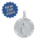 Sterling Silver Round Our Lady of Mount Carmel Medallion (3/4 inch)