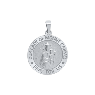 Sterling Silver Round Our Lady of Mount Carmel Medallion (3/4 inch)