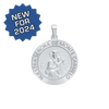 Sterling Silver Round Nuestra Señora de Monte Carmelo Medallion (3/4 inch)