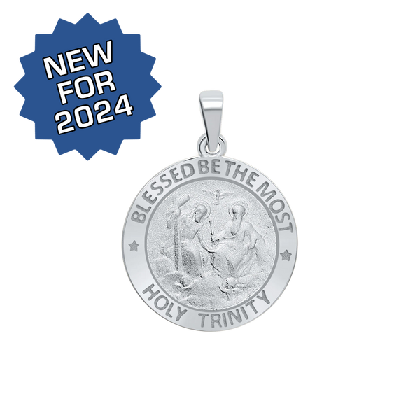 Sterling Silver Round Holy Trinity Medallion (3/4 inch)