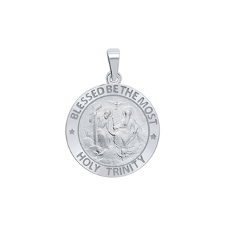 Sterling Silver Round Holy Trinity Medallion (3/4 inch)