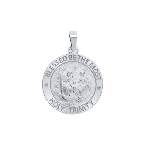 Sterling Silver Round Holy Trinity Medallion (3/4 inch)