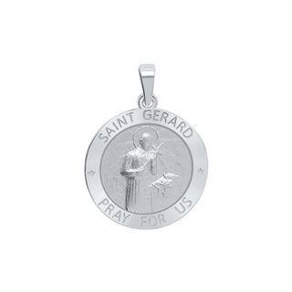 Sterling Silver Round Saint Gerard Medallion (3/4 inch)