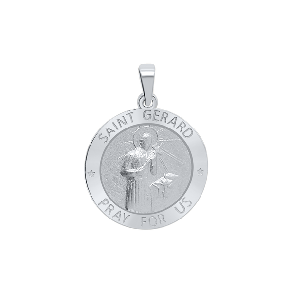 Sterling Silver Round Saint Gerard Medallion (3/4 inch)