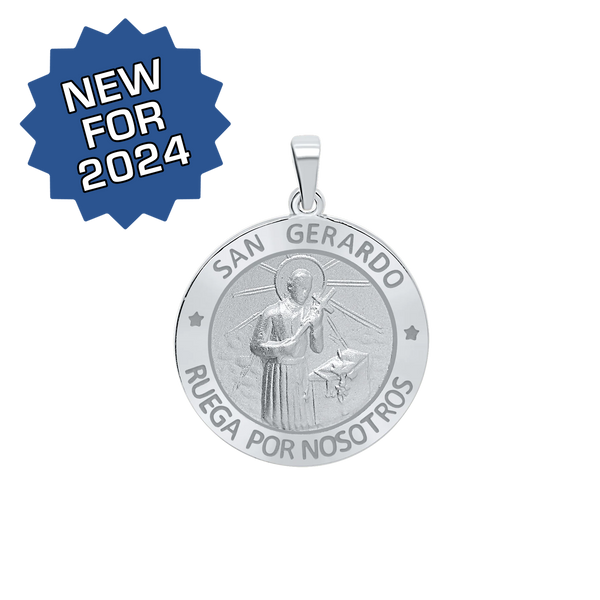 Sterling Silver Round San Gerardo Medallion (3/4 inch)
