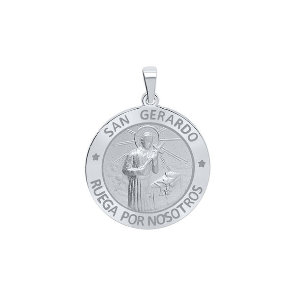 Sterling Silver Round San Gerardo Medallion (3/4 inch)