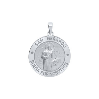 Sterling Silver Round San Gerardo Medallion (3/4 inch)