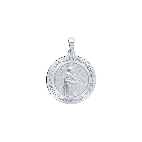 Sterling Silver Round Nuestra Señora de la Providencia Medallion (5/8 inch - 1 inch)