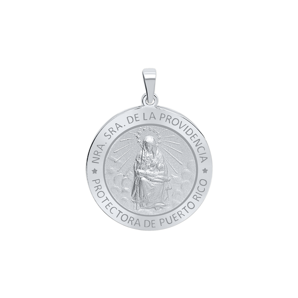 Sterling Silver Round Nuestra Señora de la Providencia Medallion (5/8 inch - 1 inch)