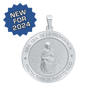 Sterling Silver Round Nuestra Señora de la Providencia Medallion (5/8 inch - 1 inch)