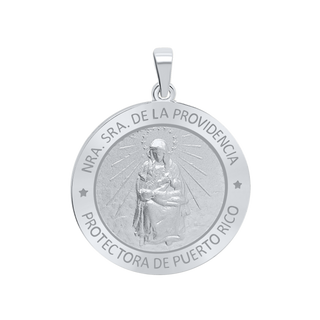 Sterling Silver Round Nuestra Señora de la Providencia Medallion (5/8 inch - 1 inch)