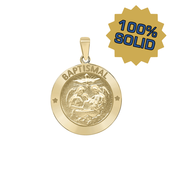 14K Gold Round Baptism Medallion (3/4 inch)