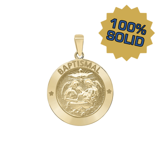 14K Gold Round Baptism Medallion (3/4 inch)