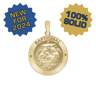 14K Gold Round Baptism Medallion (3/4 inch)