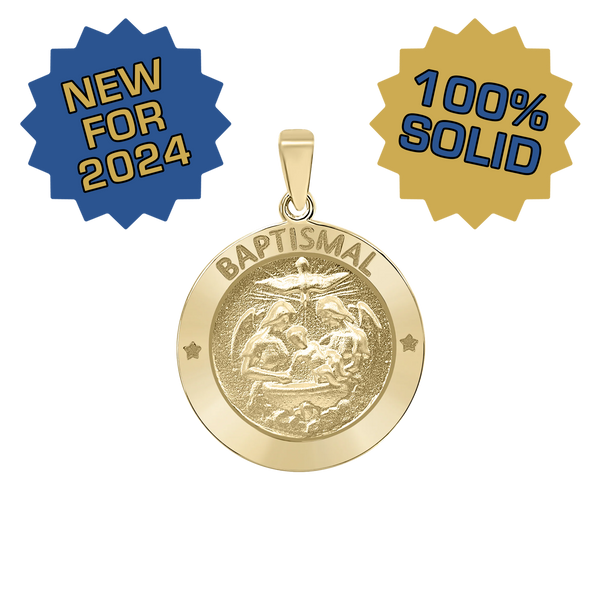 14K Gold Round Baptism Medallion (3/4 inch)