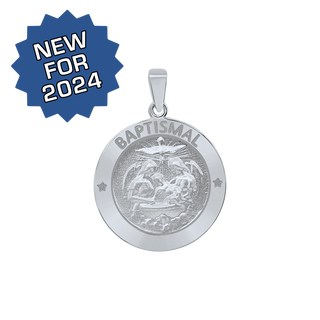 Sterling Silver Round Baptism Medallion (3/4 inch)