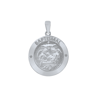 Sterling Silver Round Baptism Medallion (3/4 inch)