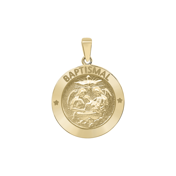 14K Gold Round Baptism Medallion (3/4 inch)