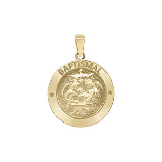 14K Gold Round Baptism Medallion (3/4 inch)