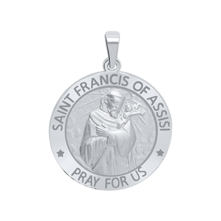 Sterling Silver Round Saint Francis of Assisi Medallion (1 inch)