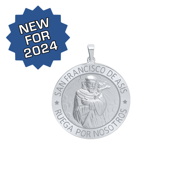 Sterling Silver Round San Francisco de Asís Medallion (1 inch)