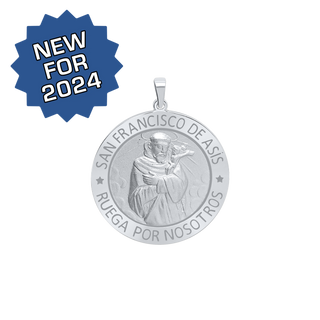 Sterling Silver Round San Francisco de Asís Medallion (1 inch)