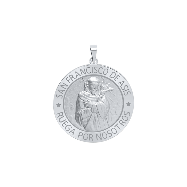 Sterling Silver Round San Francisco de Asís Medallion (1 inch)