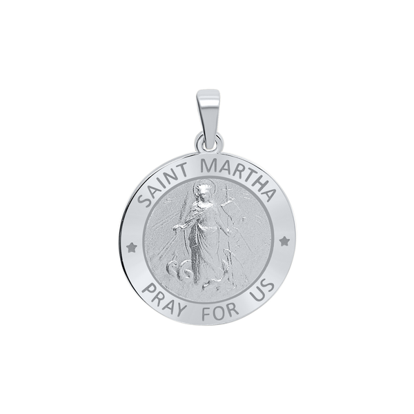 Sterling Silver Round Saint Martha Medallion (3/4 inch)