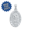 Sterling Silver Oval Saint Christopher Medallion (1 inch)