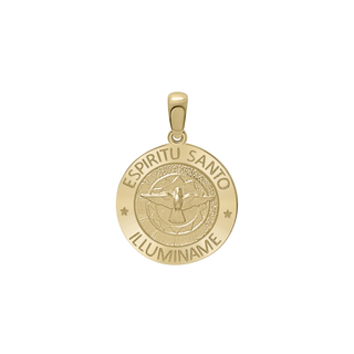 14K Gold Round Espíritu Santo Medallion (5/8 inch - 1 inch)