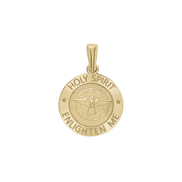 14K Gold Round Holy Spirit Medallion (5/8 inch - 1 inch)