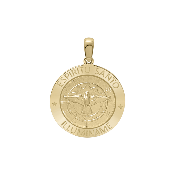 14K Gold Round Espíritu Santo Medallion (5/8 inch - 1 inch)