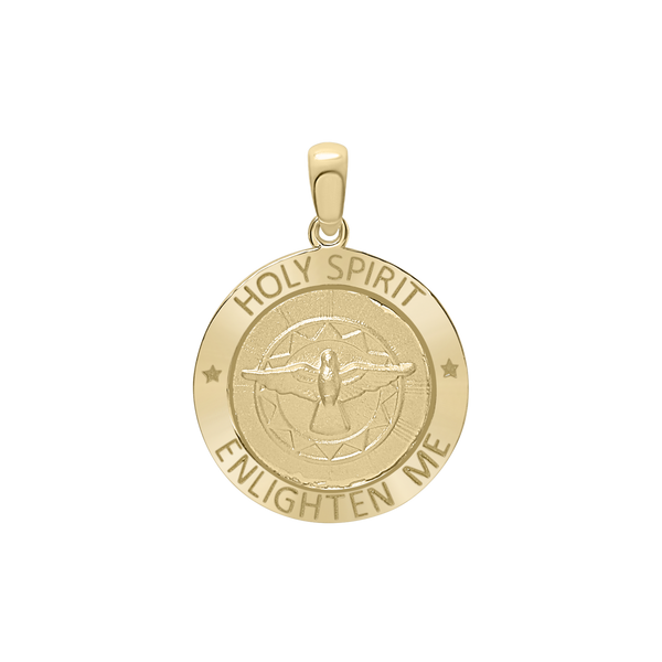 14K Gold Round Holy Spirit Medallion (5/8 inch - 1 inch)