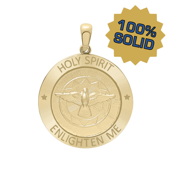 14K Gold Round Holy Spirit Medallion (5/8 inch - 1 inch)