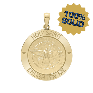 14K Gold Round Holy Spirit Medallion (5/8 inch - 1 inch)