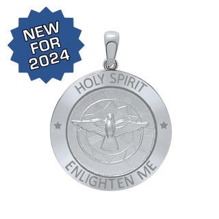 Sterling Silver Round Holy Spirit Medallion (5/8 inch - 1 inch)