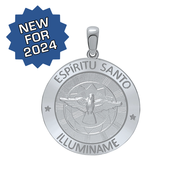 Sterling Silver Round Espíritu Santo Medallion (5/8 inch - 1 inch)