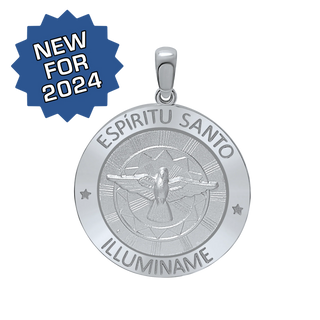 Sterling Silver Round Espíritu Santo Medallion (5/8 inch - 1 inch)