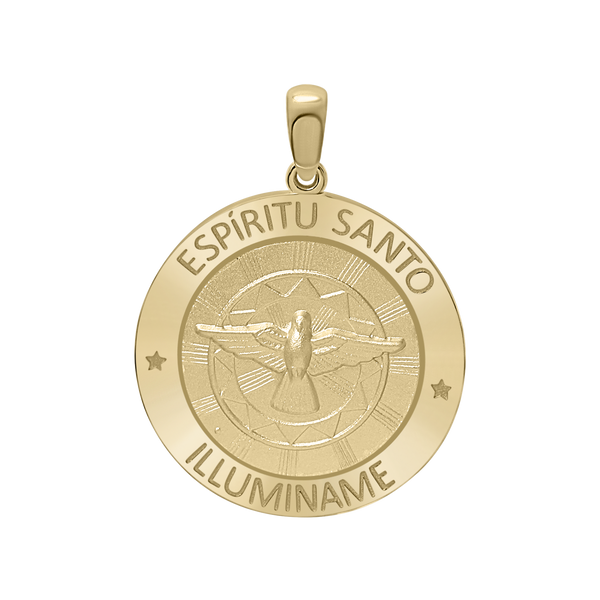 14K Gold Round Espíritu Santo Medallion (5/8 inch - 1 inch)