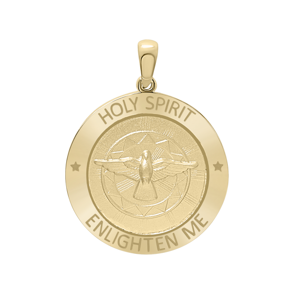 14K Gold Round Holy Spirit Medallion (5/8 inch - 1 inch)