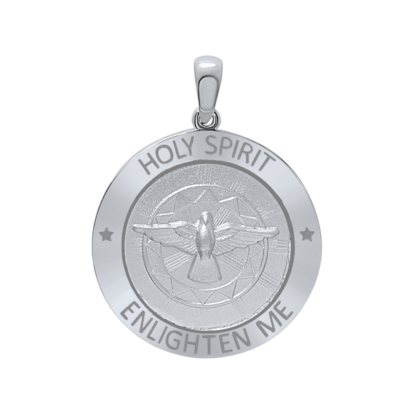 Sterling Silver Round Holy Spirit Medallion (5/8 inch - 1 inch)
